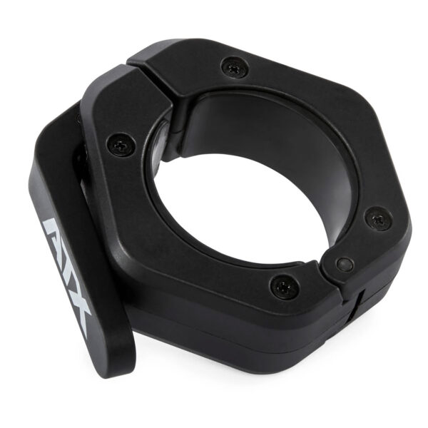 The ATX® Magnetic Collar 50mm is a black aluminum barbell collar with a clamp design and ATX logo, ensuring safe and efficient weight plate fastening during workouts.