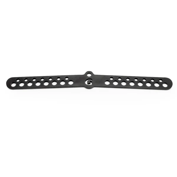 The GymPin Lite 20inch D Bar is a black plastic handlebar featuring multiple holes along its length and a central mounting point.