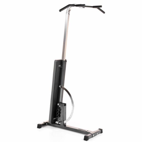 The Ironmaster Chin Up Attachment features a sturdy base and adjustable handlebars, ideal for vertical climbing workouts. With a black frame and sleek, compact design, its perfect for home gyms.