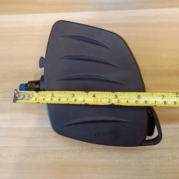 A textured black pedal with grooves sits on a wooden surface. A measuring tape shows it measures about 7 inches long. The marking JD-356 is visible. Product: Spin Bike Pedal MATRIX 9/16 (Copy).