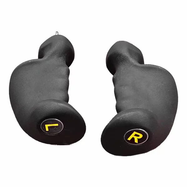 The Spud Inc Gorilla Fingers feature two black ergonomic grips labeled L and R for left and right, with a textured surface to enhance grip and comfort.