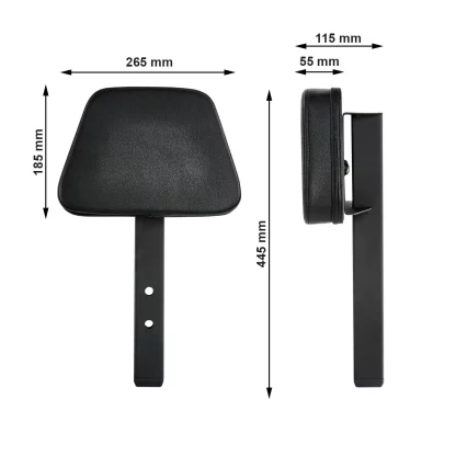 Diagram of ATX-OP-HPAD-150 adjustable pad attachment measurements, showing length, width, and height for compatibility with ATX multi-benches