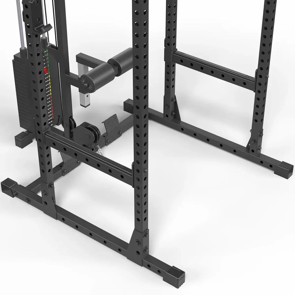 ATX PRX-510-LTO-SW power cage J-hooks and pin pipe spotter bars, rated for 500kg, with protective nylon sleeves