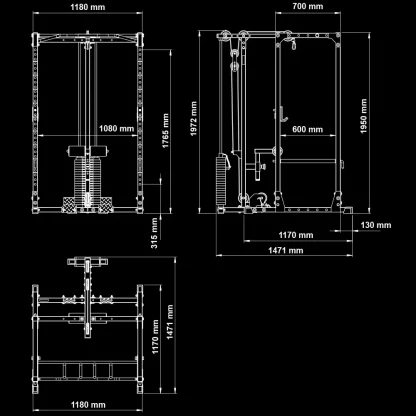 Power rack with lat pulldown dimensions