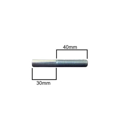M10 bolt end with a 4mm hole securing a gym cable wire, a silver swage stud preventing fraying for safe and reliable gym equipment use